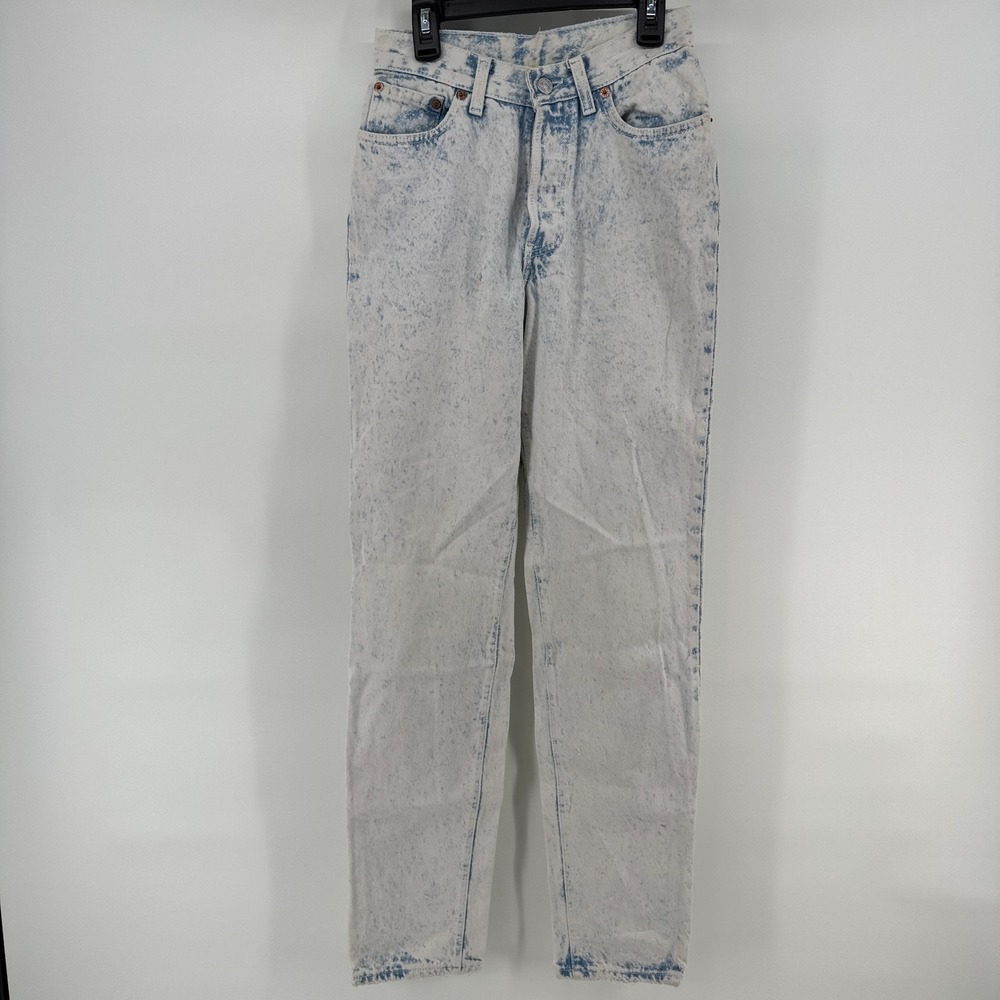VTG 89 Levis 501 Acid Wash Jeans 25x30 Made in USA High Rise Button Fly 17501